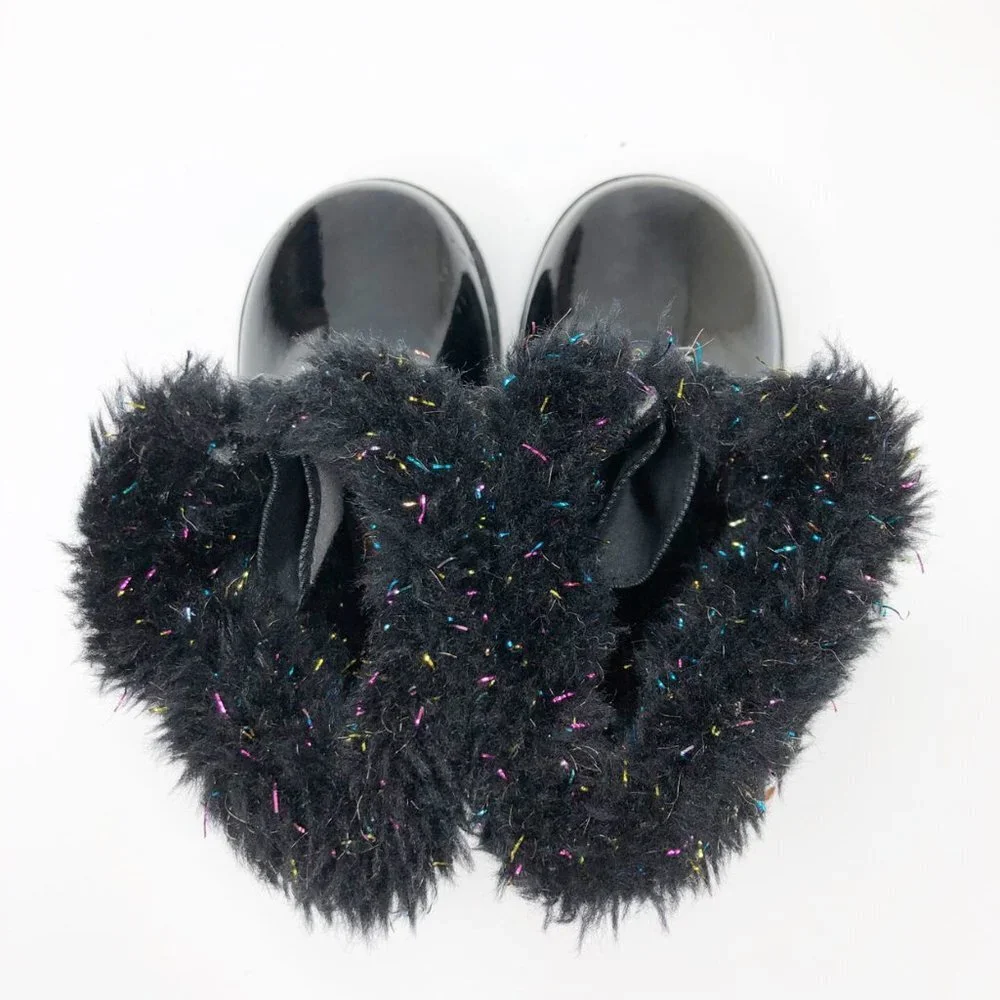 Totes Black Tinsel Faux Fur Boots
